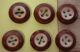 6 Brown On White China Buttons Ink Well Shapes Unused Quilting 9/16 