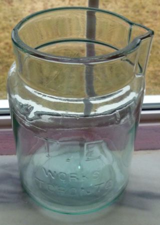 Rare Aqua T.  E.  Works Toronto Ontario Canada Pharmaceutical Glass Jar photo