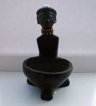 Scarce African Wooden Tribal Art - Figural Bowl - Songye Tribe Sale photo