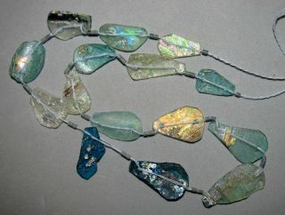 Ancient Roman Patina Glass Beads Strand Afghanistan photo