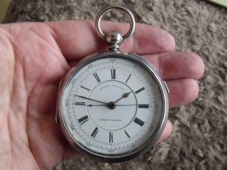 Large Silver Fusee Chronograph Pocket Watch ' No.  556230 ' - 1885/6 photo