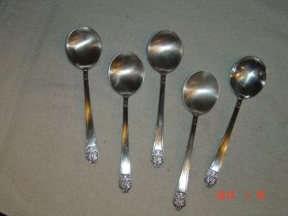 5 Rogers Deluxe Plate Silverplate Gumbo Soup Spoons Precious Hard To Find Item photo