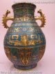 China Royal Family 100% Pure Bronze Cloisonne 24k Gold Beast Veins Palace Vase Reproductions photo 5