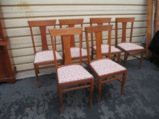 51493 Set Of 6 Antique Oak Refinished T Back Dining Chairs photo