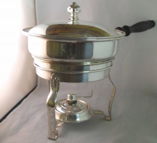 Vintage Sheffield Chafing Dish,  Burner And Lid - Silverplate photo