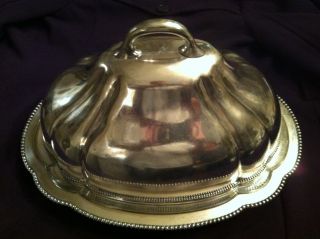 Antique Meriden Britannia Silver Dome Meat Serving Covered Tray 16 