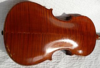 Old Antique Violin Flame 2 Piece Back No Label Patina Estate Find photo