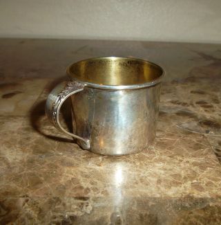 1940 ' S Damask Rose Heirloom Silver Baby Cup photo