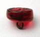 Antique Charmstring Glass Button Cranberry Color Candy Mold Swirl Back Buttons photo 1