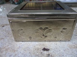 Antique Wood Silver Plate Divided Box Lid photo