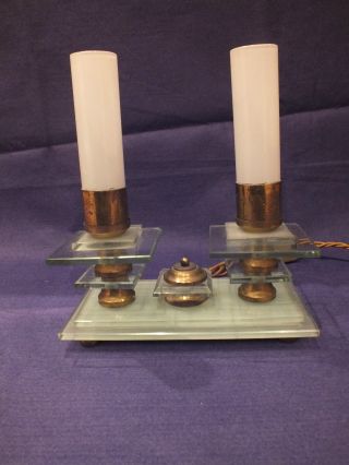 Pair Of Striking Modernist Lamps photo