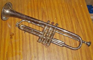 Antique C1930 Julius Keilwerth Silver Toneking Trumpert Made In Germany photo