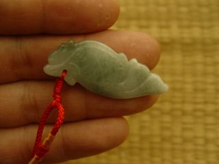 100% Natural A Jade Jadeite Pendant Green Fish Dragon 170563 photo