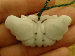 100% Natural A Jade Jadeite Pendant Green Butterfly 170561 photo