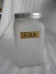 Antique Canister Set Cabinet Frosted Glass Jar Storage Flour,  Sugar,  Tea,  S&p Jars photo 4