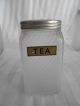 Antique Canister Set Cabinet Frosted Glass Jar Storage Flour,  Sugar,  Tea,  S&p Jars photo 6