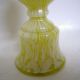 Antique Yellow & White Lidded Spangle Glass Urn Atop A Pedestal Base Other photo 4