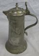 Large 1785 Lidded Pewter Tankard Decorated With Repairs Metalware photo 1