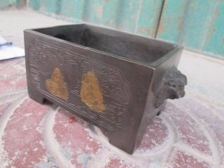 Squared Incense Burner Exquistie Bronze Old Chinese Ancient photo