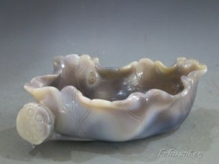 A Large Stunning Chinese Natural Agate Carved Brush Washer photo