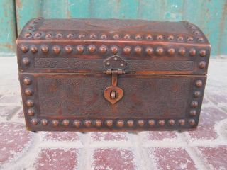 Box Chest Squard Carved Exquistie Bronze Old Chinese Ancient photo