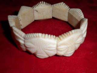 Old Hand Ox Bone Carved Chinese Smooth Bangle Bracelet Excellent photo