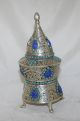 Islamic Antique Box Canister Silver Plated Tea Caddy Iran Persia Circa 1930s Middle East photo 4