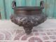 Heavy 7kj Shining 3 - Leg Incense Burner Carved Exquistie Bronze Old Chinese Anci Incense Burners photo 8