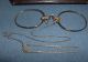 Tortise Shell Pince Nez Eyeglasses With Chain,  Hair Pin & Case Parts Or Repair Optical photo 2