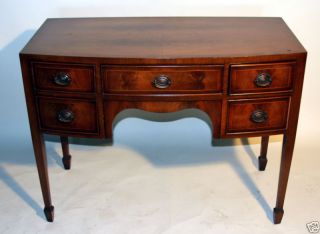 English Mahogany Bow Front Desk 1920 photo