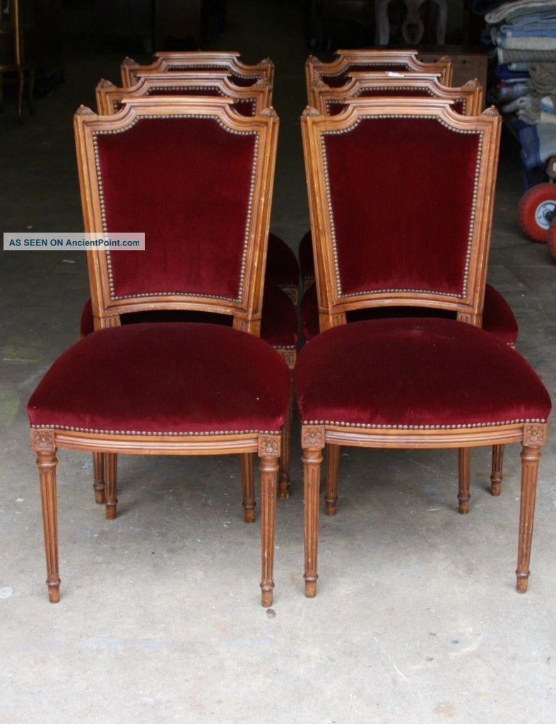 Set Of Six French Walnut Chairs 1900-1950 photo