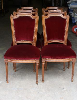 Set Of Six French Walnut Chairs photo