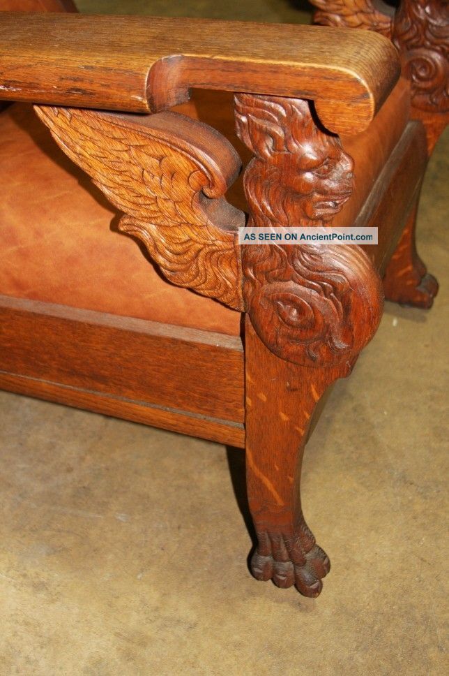 American Oak Reclining Chair (morris Style) 1900-1950 photo