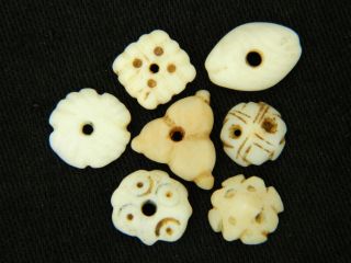 7 Ancient Marine Shell Beads - 200 Years Old - Sahara photo