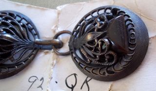 Antique Victorian Metal/plastic Ornate Button Clasp Frog Closure On Orig.  Card photo
