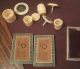 Antique Rare Sadeli Inlaid Ox Bone Jade Silver Sewing Kit Wood Handmade Box 1800 Boxes photo 9
