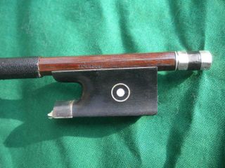 Old/antique Violin Bow Tourte Brand Silver Mounted Frog Octagonal C.  1890 - 1930 photo