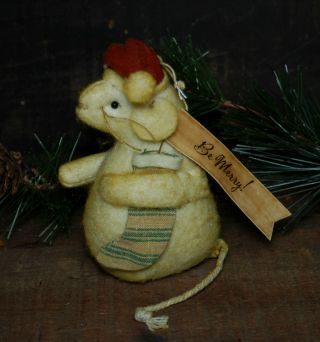 Primitive - Be Merry - Christmas Mouse - Fabric Mice / Ornament photo