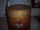 Antique Sugar Bucket Firken With Lid Mexican Hand Painted Good Size Primitives photo 1