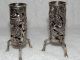 Antique Pair Chinese Export Silver Reticulated Vases 2.  75 