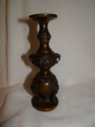 Antique Japanese Bronze Vase 19thc Meiji 6.  25 