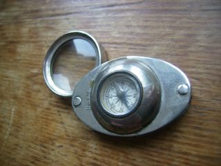 Old Pocket Compass & Eye Glass Combined.  Nickel Plated photo