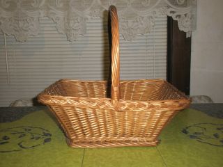 Vintage Lovely Primitive Braided & Woven Wicker Market Gathering Large Basket photo