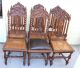 Exquisite Set Of 6 French Carved Antique Oak Louis Xiii Dining Chairs 1800-1899 photo 2