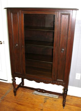 American Antique Display Cabinet With Glass Door.  Made From Mahogany. photo