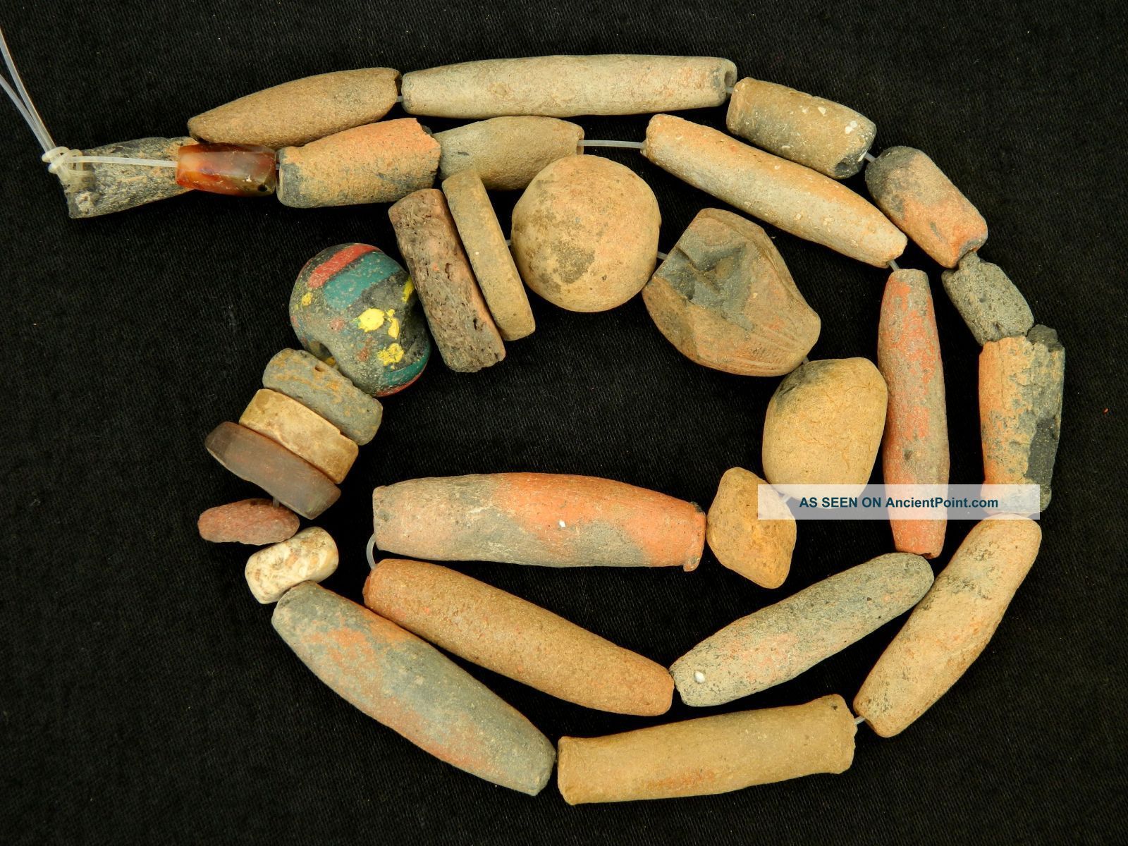24 Neolithic Neolithique Fishnet Weights /beads - 6500 To 2000 Bp - Sahara Neolithic & Paleolithic photo