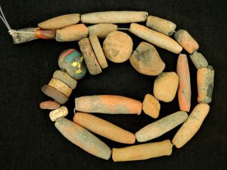 24 Neolithic Neolithique Fishnet Weights /beads - 6500 To 2000 Bp - Sahara photo