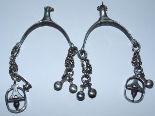 Pair Of Antique C1800 Late 18th Century Solid Silver Spurs Signed Ib photo