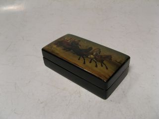 Old Russian Small Lacquer Box For Post Marks Veshnjakov Or Lukutin 19th Century photo