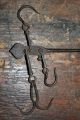 Primitive Hand Forged Cast Iron Farm Tool Steelyard 4 Hook Shop Scale W/ Weight Primitives photo 2